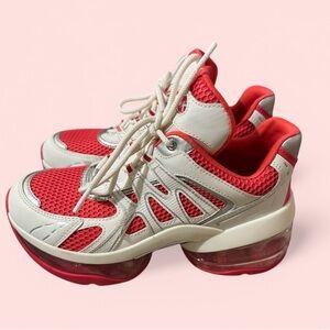 MICHAEL Michael Kors Salmon and White Platform Sneakers with Breathable Mesh